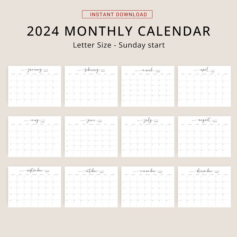 2024 to 2026 Calendar 2024 2025 2026 Monthly Planner Landscape Etsy