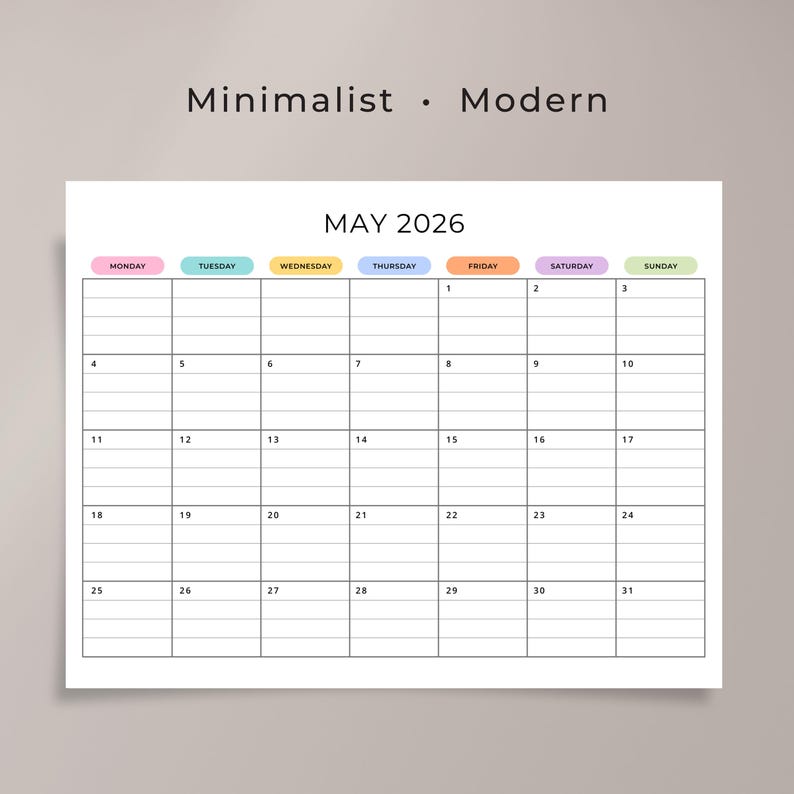 2026 2027 Monthly Calendar With Lines PRINTABLE PDF 2026 2027 Planner ...