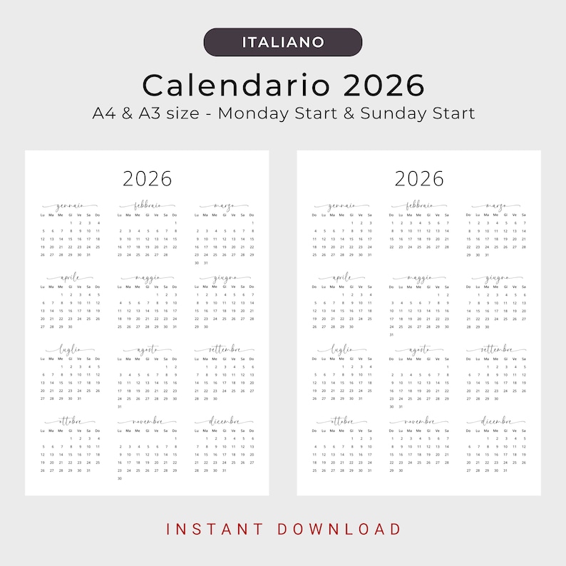 2024 2025 2026 Calendari 2024 2025 2026 Calendario Italiano Annuale 3