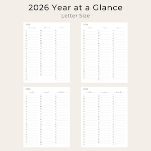 2026 Yearly Planner 2026 Year at a Glance Calendar 3 Months Per Page 2026 Yearly Overview Calendar Portrait Elegant PRINTABLE PDF Download