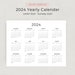 2024 2025 Yearly Calendar 2024 & 2025 Calendar PRINTABLE Wall Calendar ...