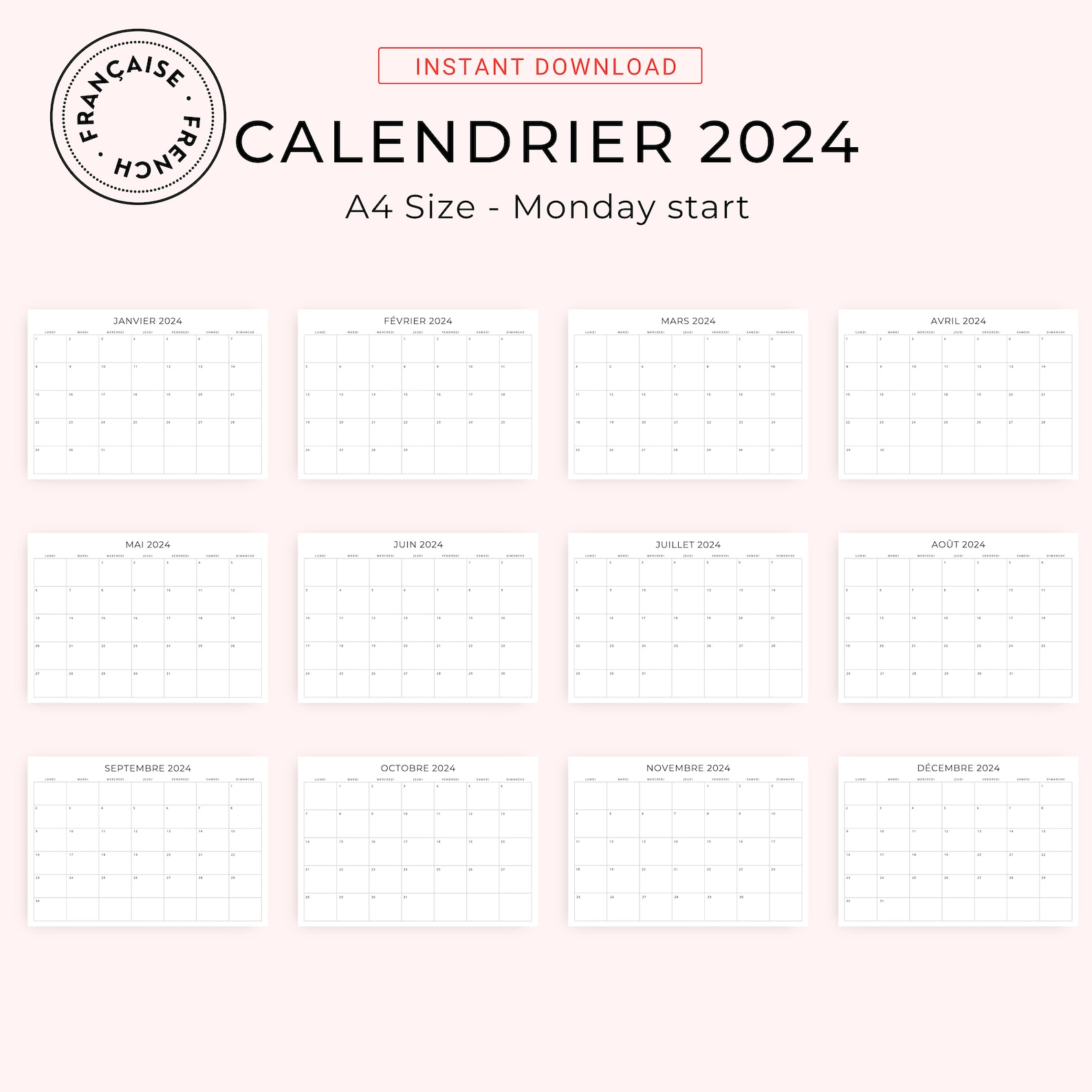 2023 2024 Calendrier Français 2023 2024 French Calendar 2023 2024