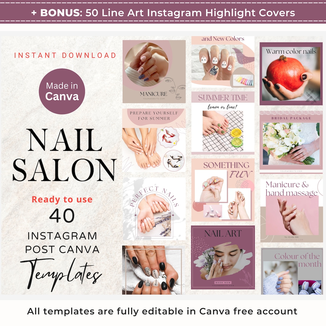 40 Nail Tech Instagram Post Canva Templates Manicurist IG Pedicurist ...