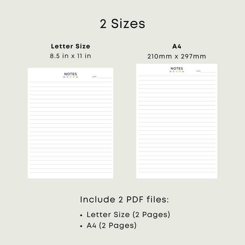 Lined Notes Printable PDF Minimalist Notes Page Printable Lined Paper ...