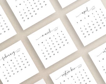 2027 Mini Calendar 3x3 Inch 2027 Small Calendar 2027 Square Desk Calendar Printable PDF Elegant 3x3 2027 Calendar Card DIY Instant Download