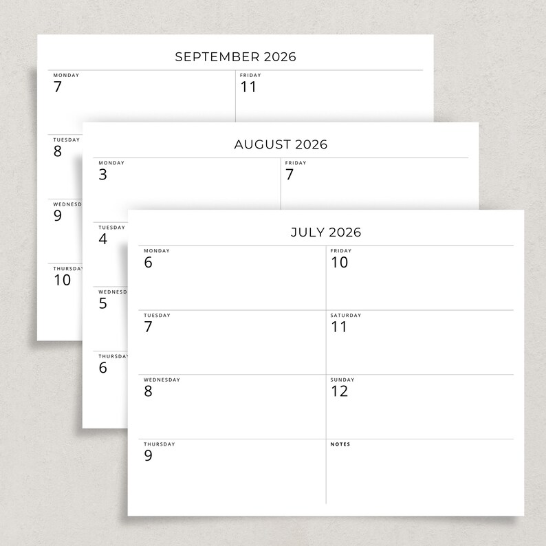 Printable 2026 Weekly Planner Minimalist Dated Planner Clean Simple ...