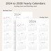5 Years Calendar 2024-2028 Yearly Calendar 2024 2025 2026 2027 2028 ...