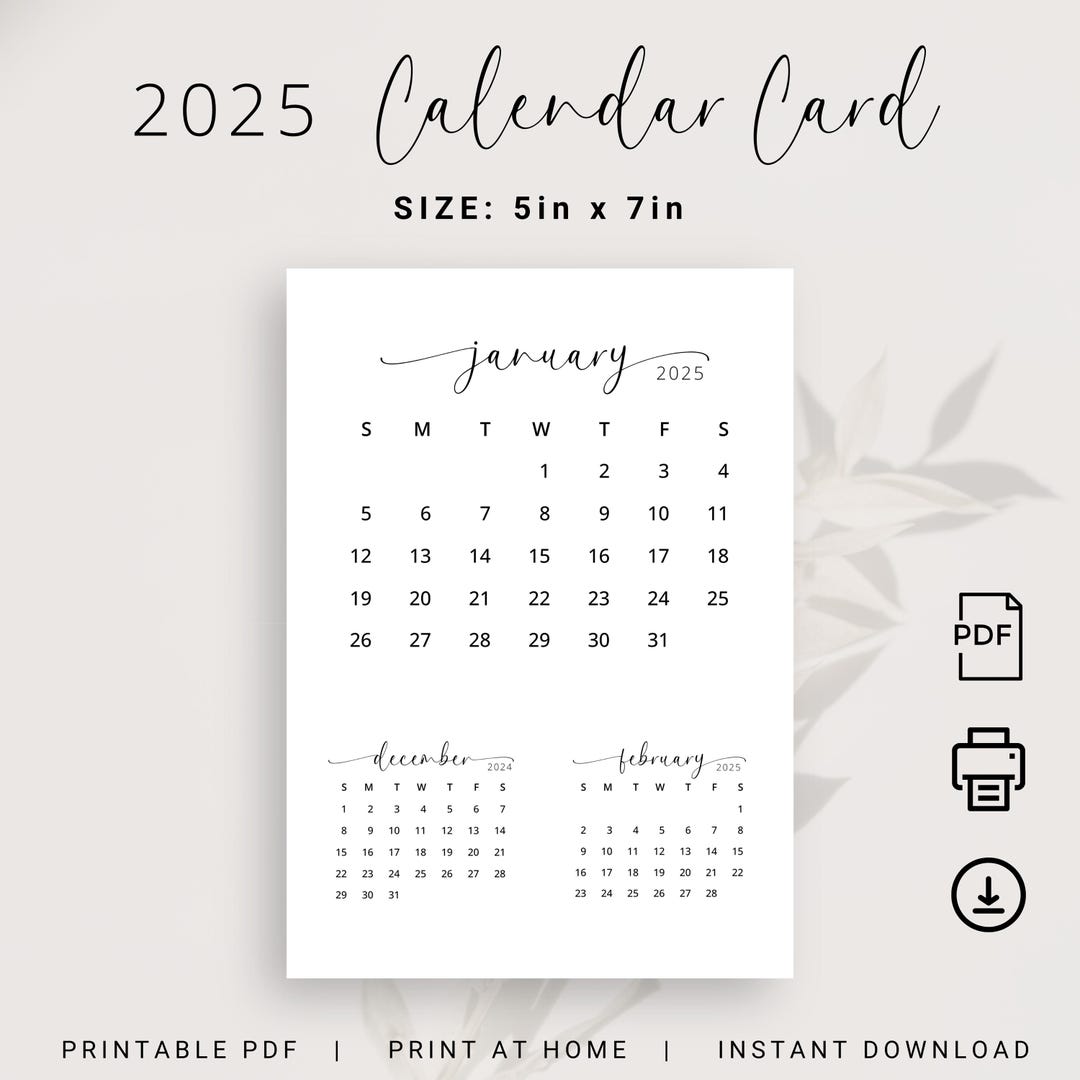 2025 Desk Calendar 5x7 in 2025 Calendar Card With Previous and Next ...