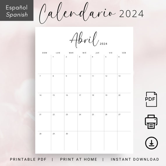 2024 Calendario En Español 2024 Calendario 2024 Planificador Spanish  Calendar 2024 Monthly Planner PRINTABLE Minimal Calendar A4 Letter Size -   Sweden