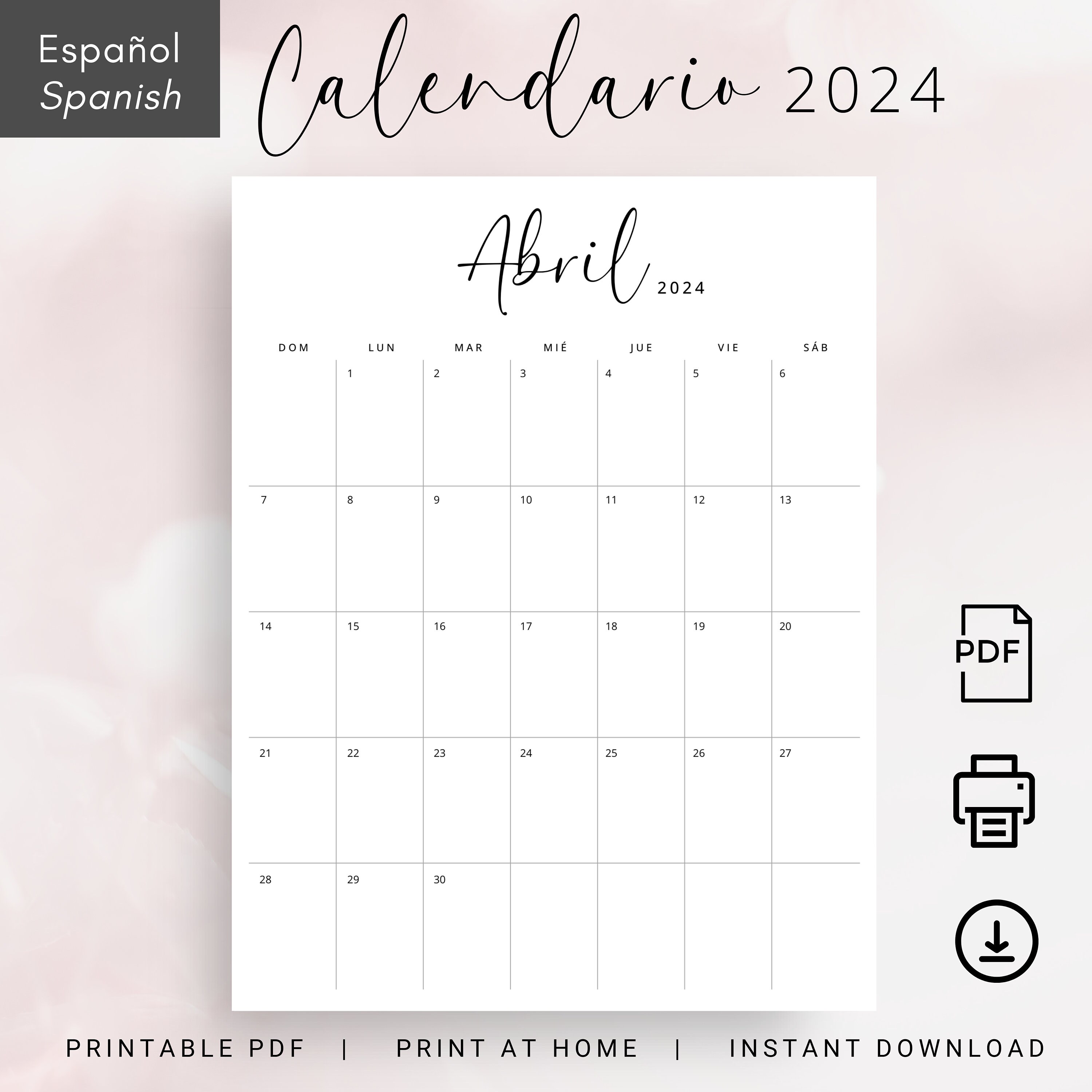 2024 Calendario En Español 2024 Calendario 2024 Planificador Spanish