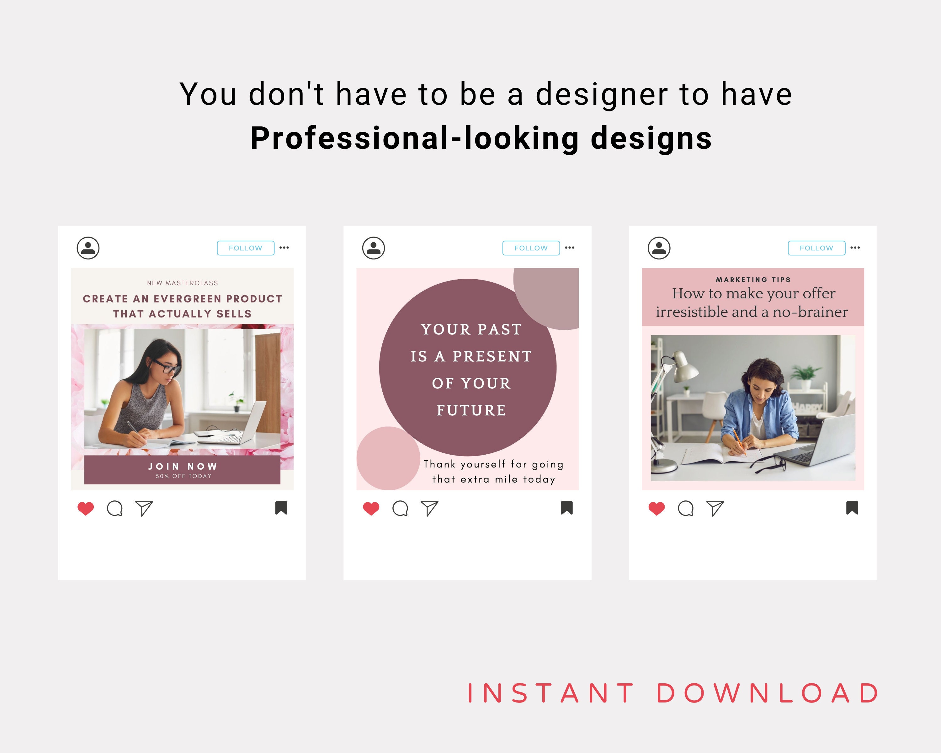 30 Pink Business Coach & Course Creator Instagram Post Canva Template ...