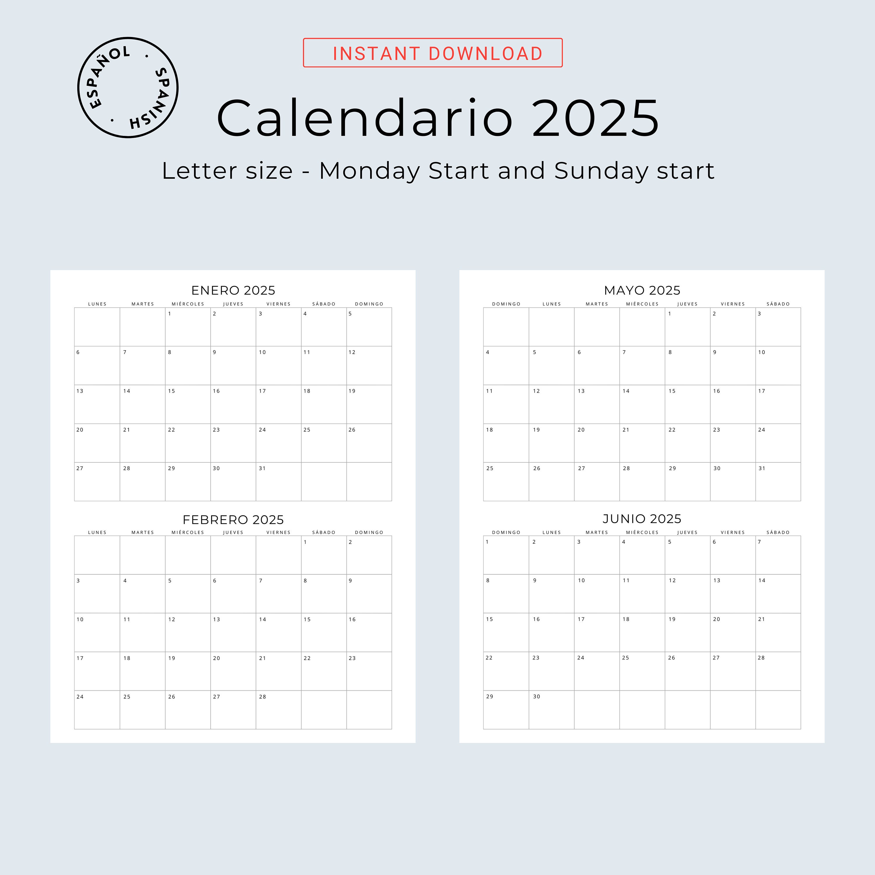 Calendario Español 2025 2 Meses Por Página 2025 Calendario Español 2025