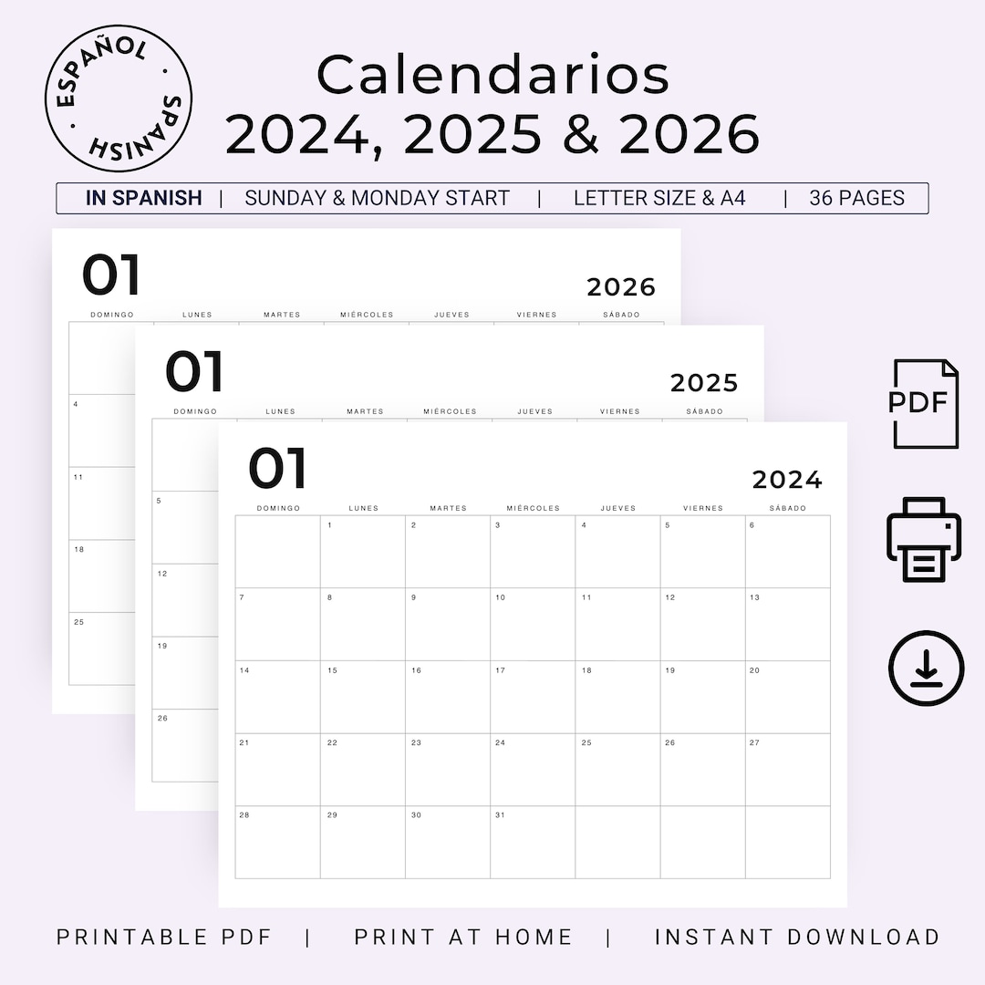 Calendario 2025 2025 2026 Spanish Calendar Printable 3 Years Planners