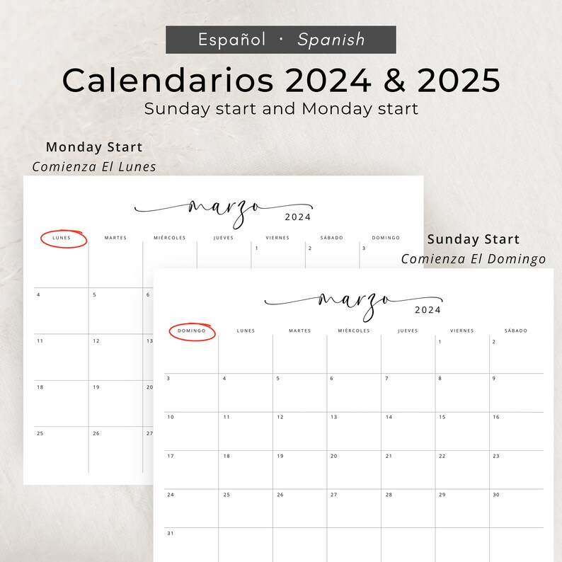 2024 2025 Calendario Español Planificadores 2024 2025 Calendarios