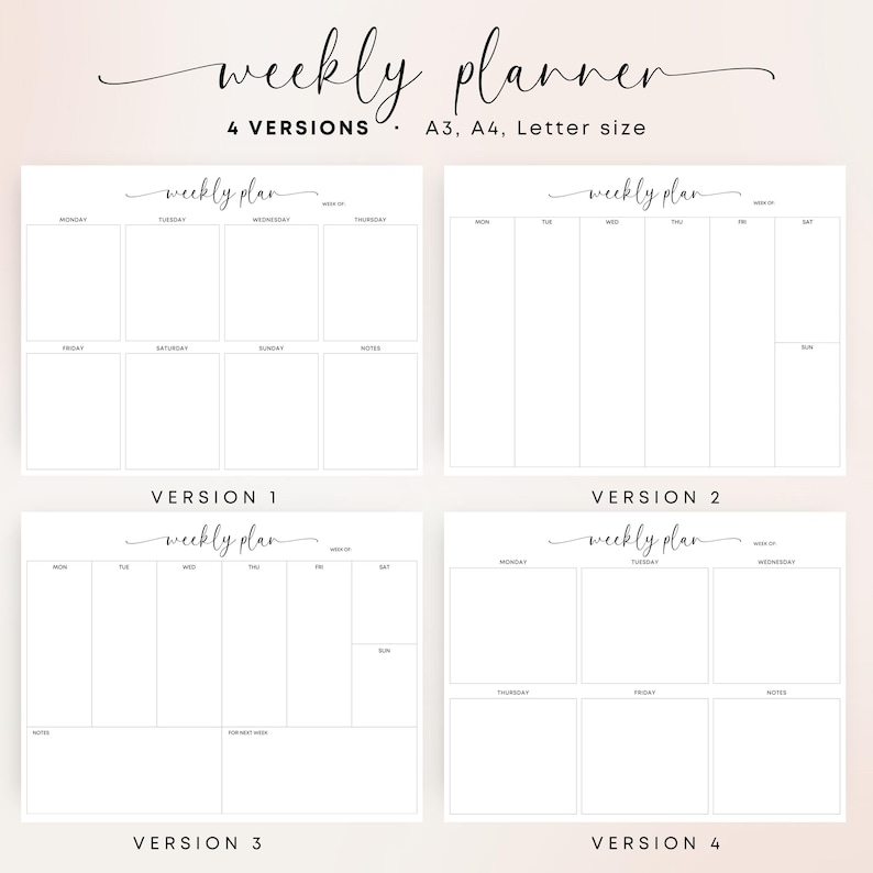 BUNDLE Weekly Planner 2026 Monthly Planner Yearly to Do List Daily Meal ...