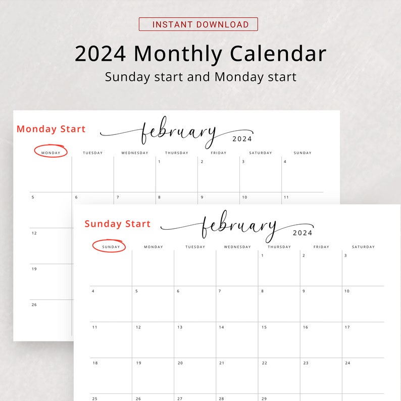 2024 Calendar 2024 Planner Landscape A3 Monthly Calendar Elegant 2024