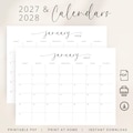 2027 & 2028 Monthly Calendar 2027 2028 Planner Landscape Elegant Minimalist Wall Calendar Printable PDF 2 Years Agenda Download A4 US Letter product logo