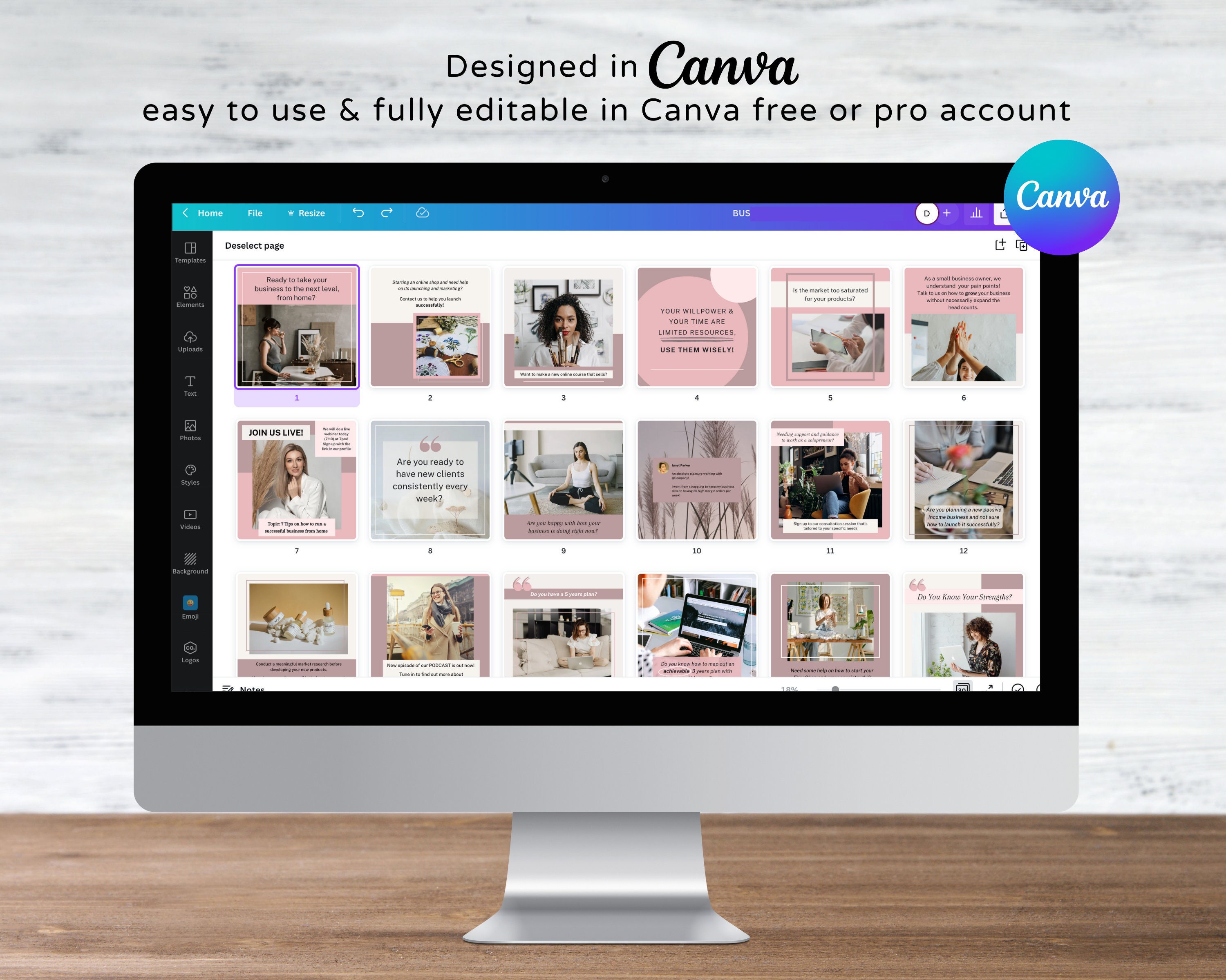 30 Business Coach Instagram Post Canva Templates Business Coaching Pink ...