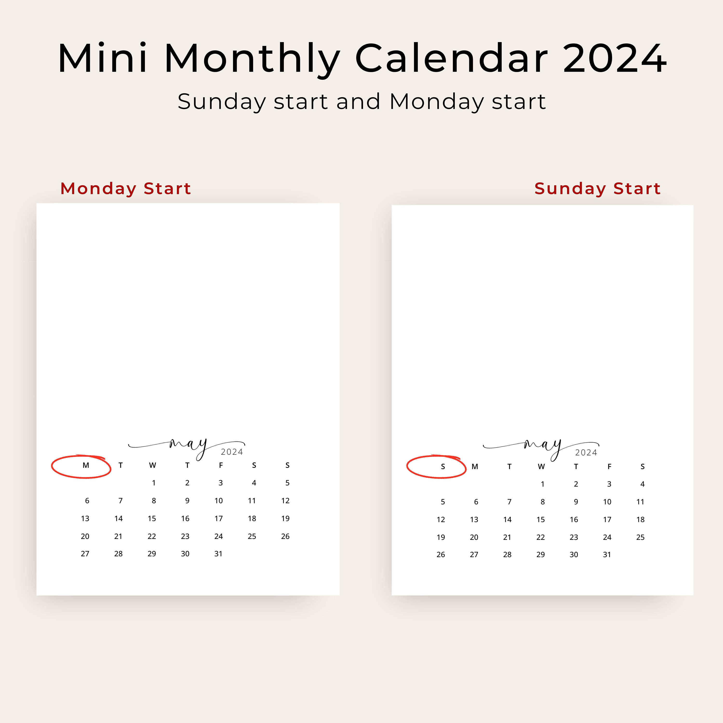 2024 Mini Calendar 2024 Small Monthly Calendar Vertical 2024 DIY