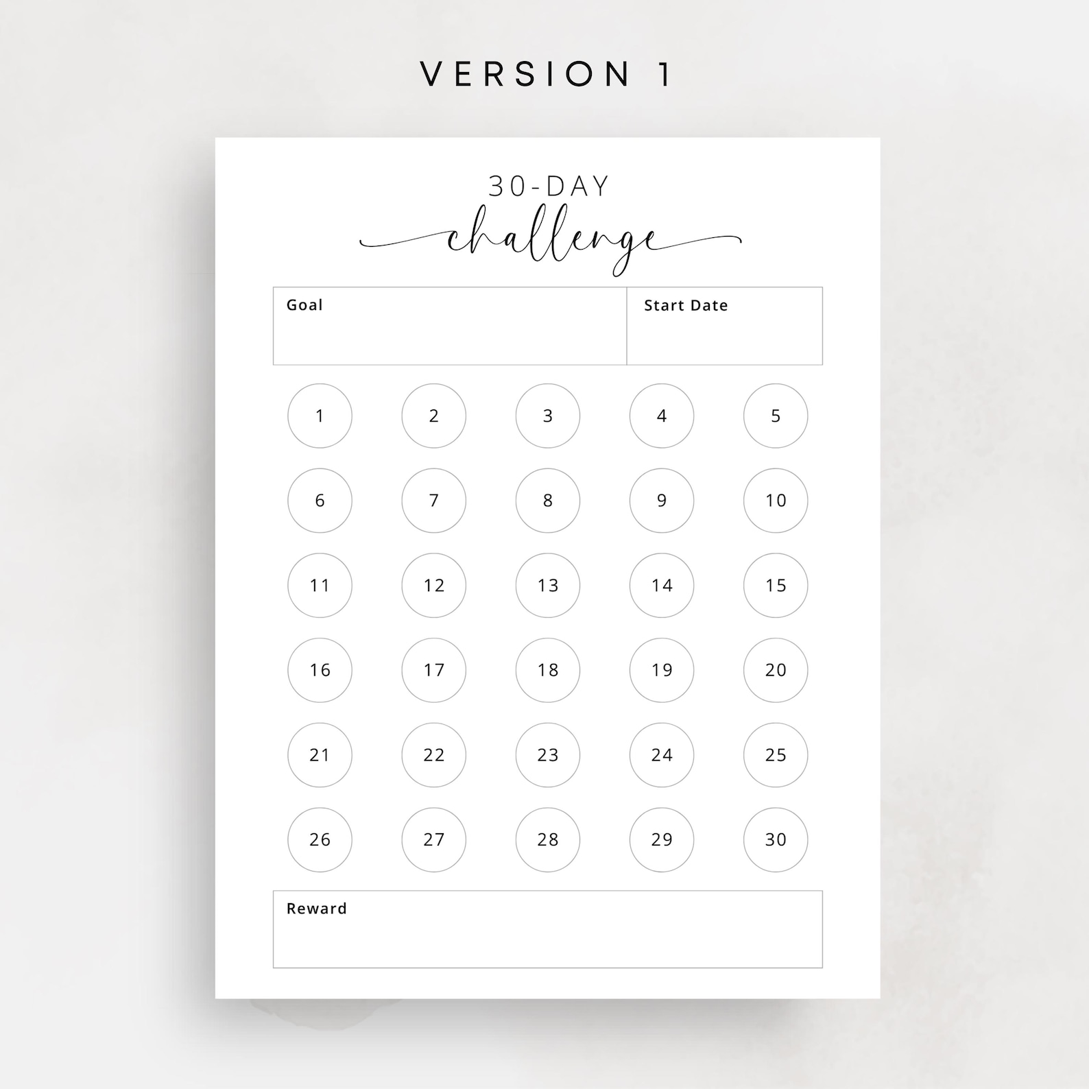 30-day Challenge Tracker Printable PDF Fitness Challenge Goal Tracker ...