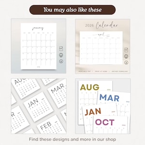 2026 Wall Calendar 2026 Yearly Calendar Printable PDF Minimalist Calendar 2026 Year at a Glance A3 A4 Letter Size Monday & Sunday Start