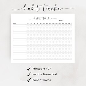Habit Tracker Printable PDF Monthly Habit Tracker Landscape Routine ...