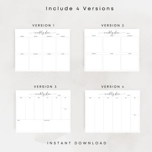 Weekly Planner Printable Minimalist Planner Landscape Elegant Undated Planner Weekly Notes Weekly To Do Planner A3 A4 Letter Weekly Schedule