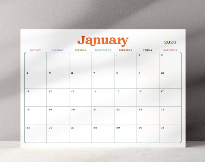 Printable 11x17 Monthly Calendar - Instant Printable - Simple Font ...