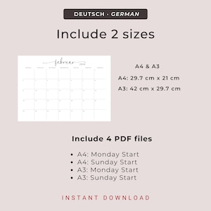 Kalender 2026 Kalender Deutsch Instant Download Printable 2026 Calendar in German PDF 2026 Desk Planner German A3 A4 Germany Wall Calendar