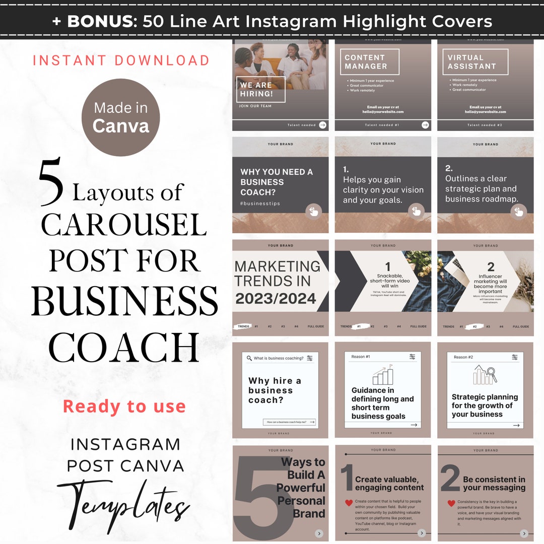 Instagram Seamless Carousel Post for Business Coach IG Post Canva ...