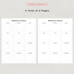 Printable Monthly Goals Planner Monthly Goal Progress Tracker Simple Goal Setting Worksheet Goal Sheets PDF Goal Planner A4 Letter Size