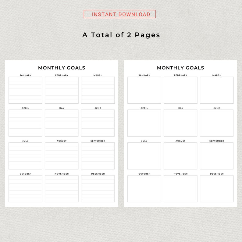 Printable Monthly Goals Planner Monthly Goal Progress Tracker Simple Goal Setting Worksheet Goal Sheets PDF Goal Planner A4 Letter Size