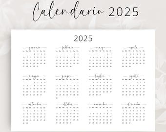 2025 Calendario in Italiano 2025 Calendario Italiano 2025 Italy Calendar Landscape PRINTABLE Wall Calendar Italian PDF A3 A4 Letter Size