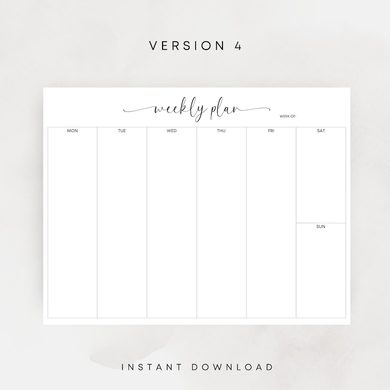 Weekly Planner Printable Minimalist Planner Landscape Elegant Undated Planner Weekly Notes Weekly To Do Planner A3 A4 Letter Weekly Schedule