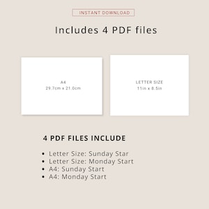 Pu&ograve; includere: Un download digitale di quattro file PDF stampabili per un planner settimanale. Il planner &egrave; disponibile in due formati: Letter (11 pollici per 8,5 pollici) e A4 (29,7 centimetri per 21 centimetri). Il planner pu&ograve; essere utilizzato per iniziare la settimana di domenica o di luned&igrave;.