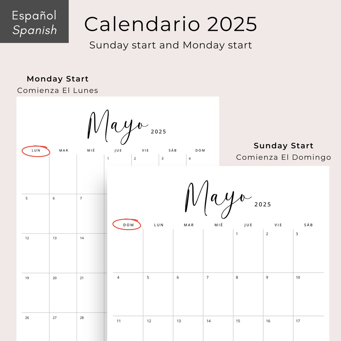 2025 Calendario En Espa Ol 2025 Calendario 2025 Download Now Etsy Il Onrl 