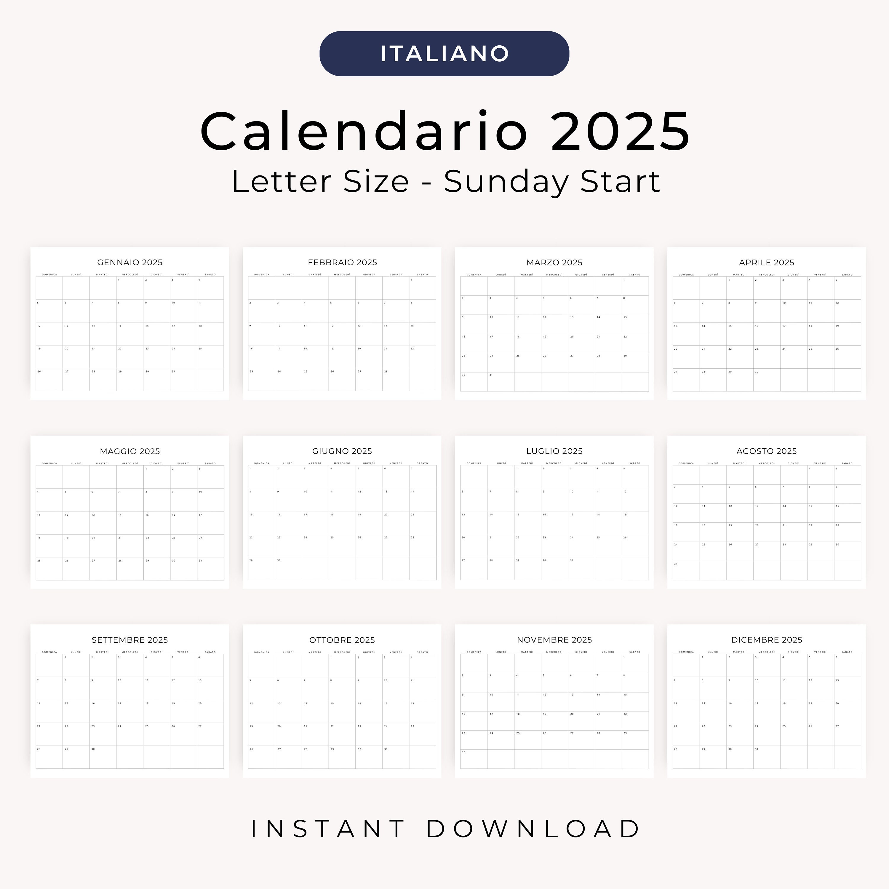 2025 Calendario 2025 Calendario in Italiano Stampabile 2025 Italian