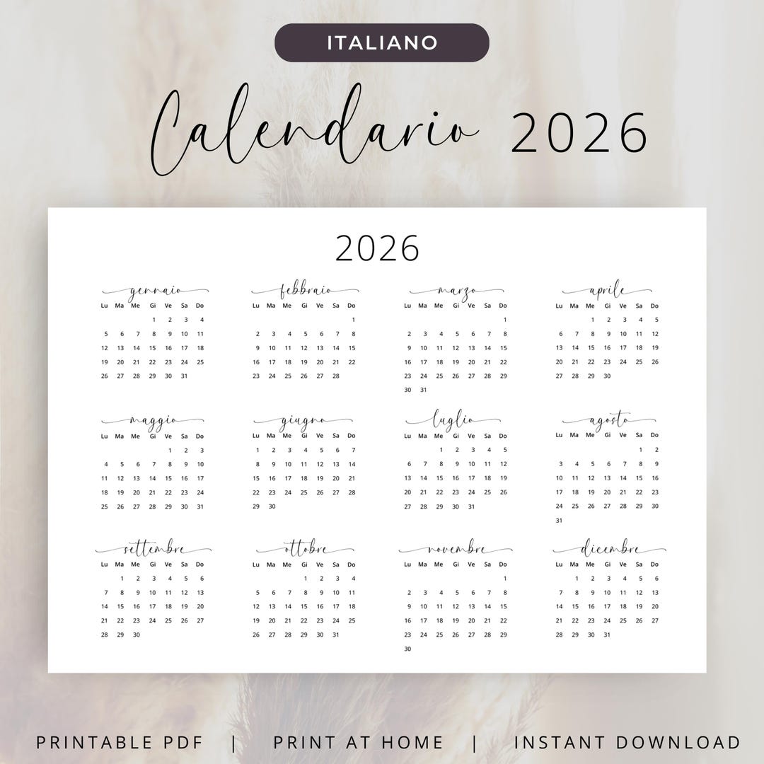 Calendario in Italiano 2026 Calendario Italiano 2026 Italy Calendar