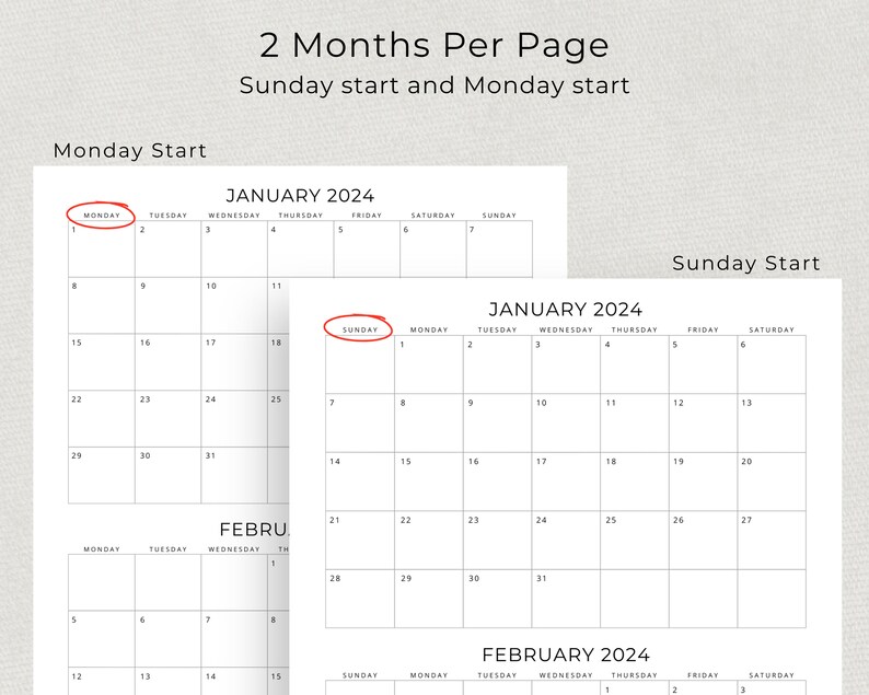 2024 2 Month Calendar 2024 Planner Calendar Wall Calendar 2 Months per ...