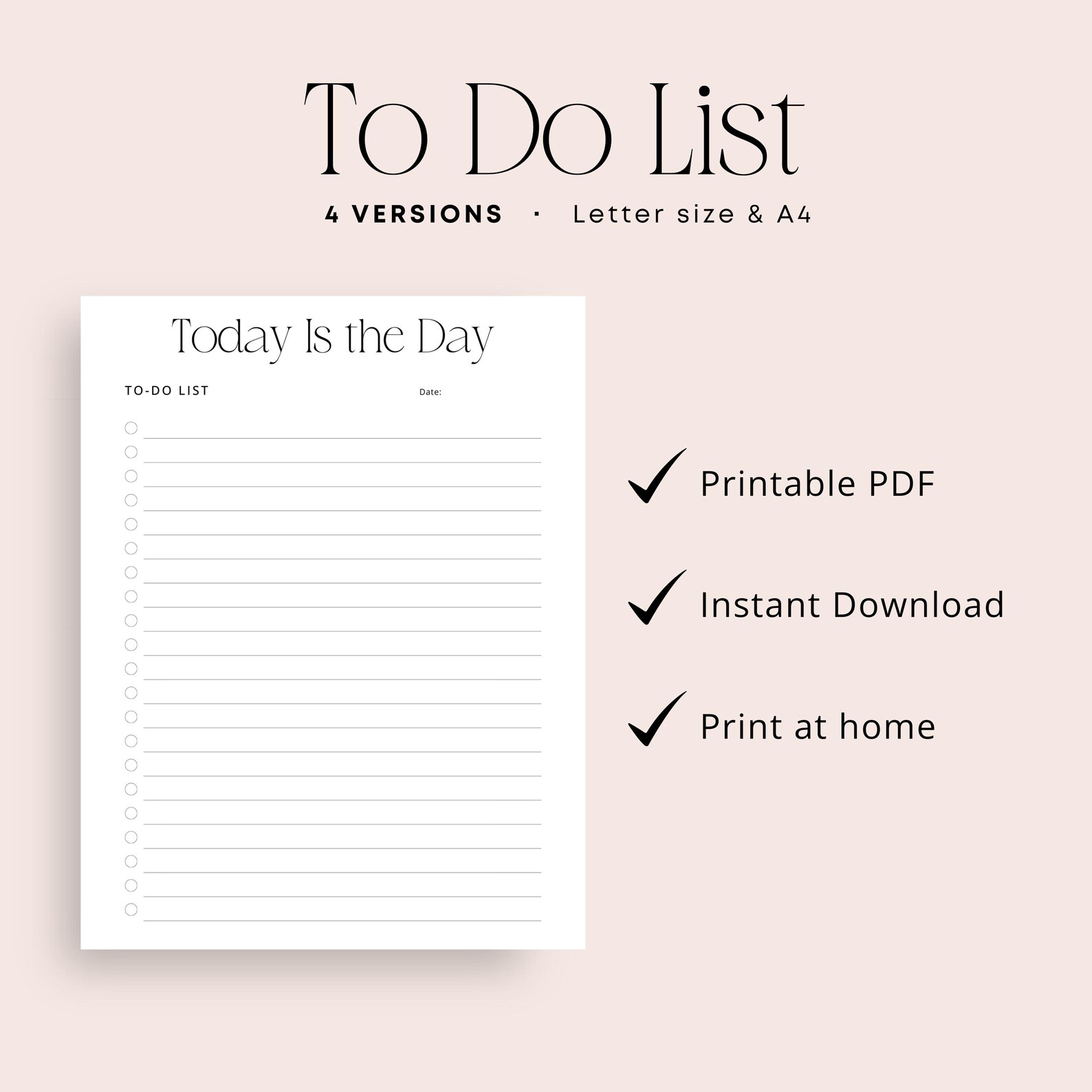To Do List PRINTABLE PDF Inspirational Daily to Do List Weekly to Do ...