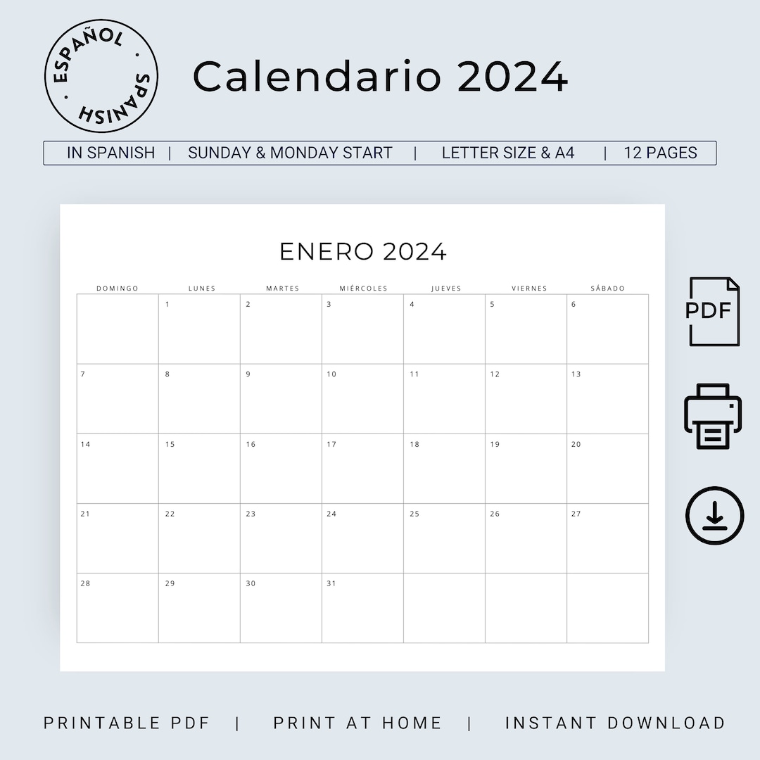 2025 Calendario En Español 2025 Spanish Calendar 2025 Calendario