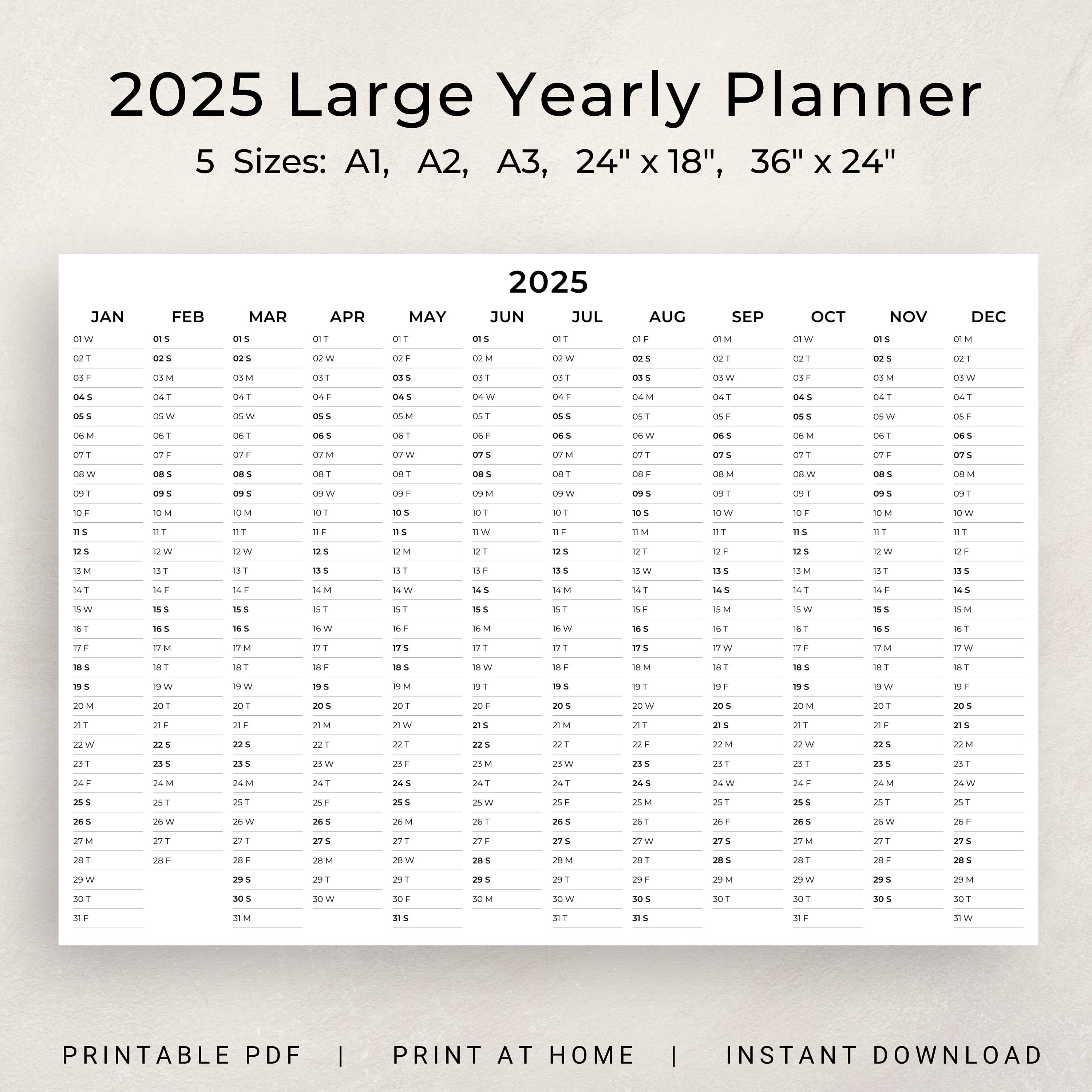 2025 Wall Planner 2025 Large Yearly Planner Printable Landscape 2025 2025 Wall Planner 2025 Large Yearly Planner Printable Landscape 2025