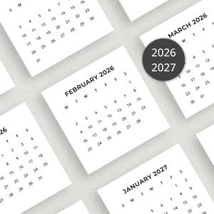 May include: A collection of white paper calendars for the years 2026 and 2027. The calendars are arranged at various angles, with the months of February and March 2026, and January 2027 visible. A circular graphic displays the years 2026 and 2027.