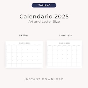 2025 Calendario 2025 Calendario in Italiano 2025 Stampabile Italian Calendar 2025 PDF Monthly Planner in Italian Monthly Calendar PRINTABLE