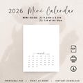 2026 Mini Calendar Printable 2026 Small Calendar Portrait DIY Calendar Desk Calendar 2026 Mini Planner Insert Bullet Journal 2026 Elegant product logo