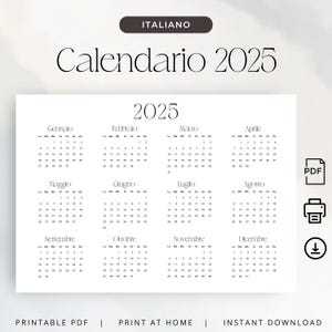 Calendario en italiano 2025 Calendario italiano 2025 Calendario de Italia Paisaje Calendario de pared IMPRIMIBLE Calendario de escritorio italiano PDF A3 A4 Carta