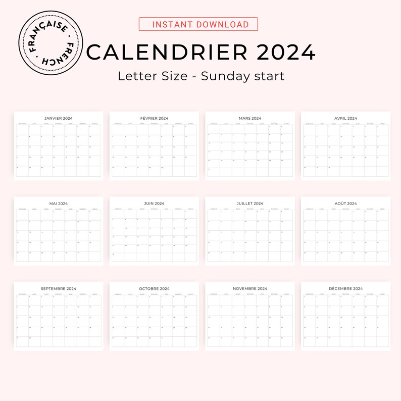 Calendriers Français 2024 2033 10 Jahre Planificateur French Calendar ...