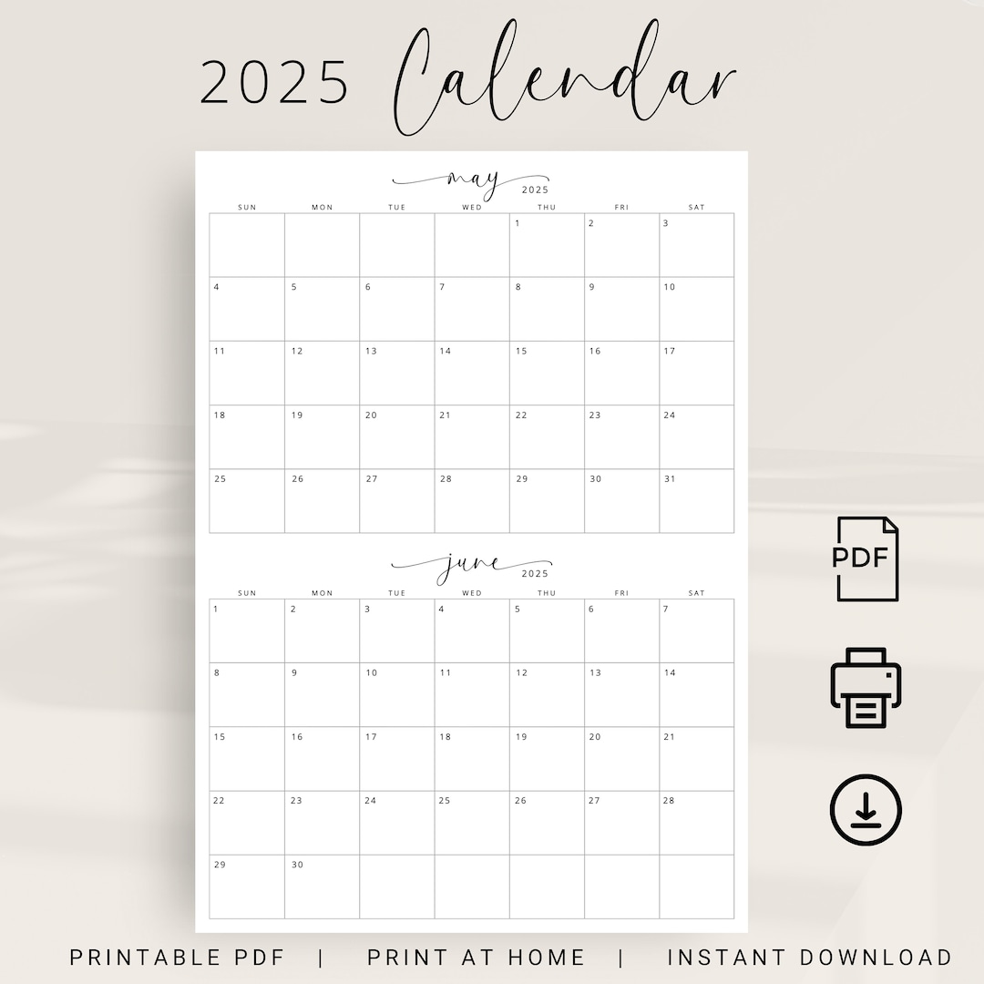 2025 Calendar 2 Months per Page Calendar 2025 Planner Wall Calendar Two