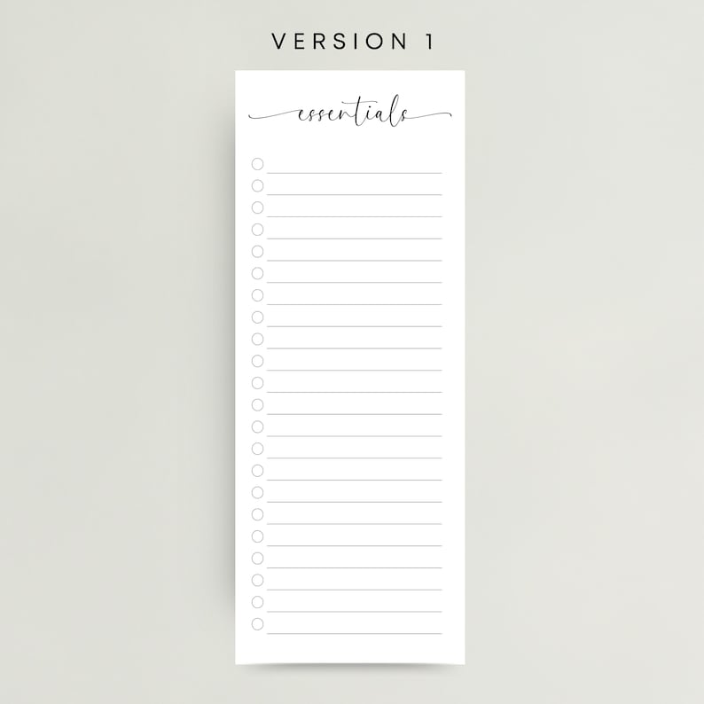 To Do List & Notes Printable PDF Essentials List Slim Daily to Do List