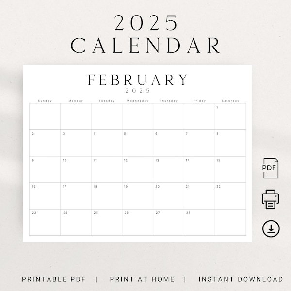 2025 Minimalist Calendar 2025 Planner Landscape 2025 Calendar LUXE Sunday & Monday Start Monthly Planner Wall Calendar Desk Monthly Planner